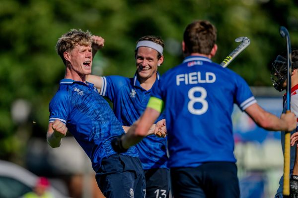Rome - 2026 EuroHockey Championship Qualifier I Men
05 Scotland v Croatia (Semi-Final)
Picture: Jamie Golden Player of Scotland celebrates with teammates Struan Walker Player of Scotland and Robert Field (C) Player of Scotland after scoring the team’s fifth goal 
COPYRIGHT WORLDSPORTPICS FRANK UIJLENBROEK
No archive allowed